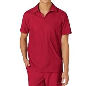 Wonderwink W123 Men's Collar Scrub Top red